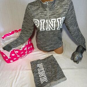 NWT VS PINK LARGE MARLE GRAY SET